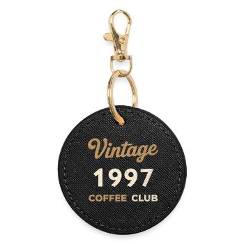 Vintage 1997 – Coffee Club Retro Geburtsjahr - Runder Schlüsselanhänger - Schwarz - Vorne