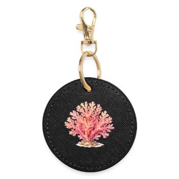 Pink Coral Illustration - Round Keyring - black - Front