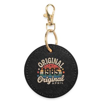 Avril 1985 Vintage Rétro Cadeau Anniversaire Avril - Porte-clés rond - noir - Devant