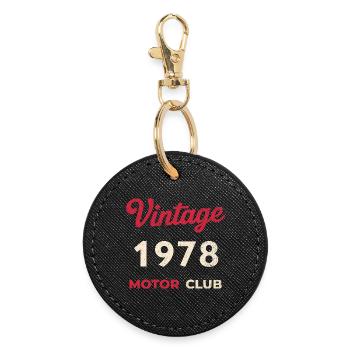 Vintage 1978 Motor Club Retro Birth Year Gift - Round Keyring - black - Front