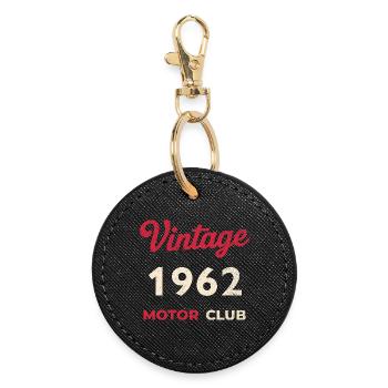 Cadeau vintage de l’année de naissance rétro du Motor Club 1962 - Porte-clés rond - noir - Devant