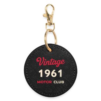 Cadeau vintage de l’année de naissance rétro du Motor Club 1961 - Porte-clés rond - noir - Devant