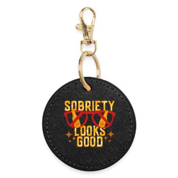 La sobriété antialcoolique abstinente est bonne - Porte-clés rond - noir - Devant