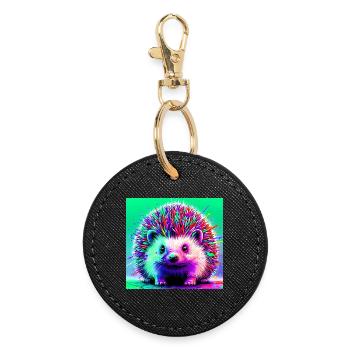 hedgehog - Round Keyring - black - Front
