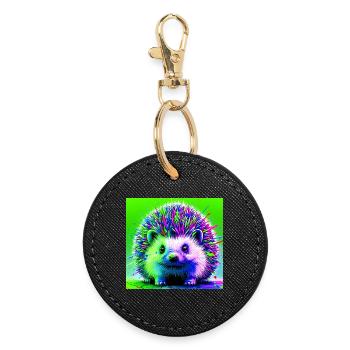 hedgehog - Round Keyring - black - Front