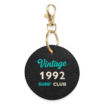 Cadeau rétro de l’année de naissance vintage du Surf Club 1992 - Porte-clés rond - noir - Devant