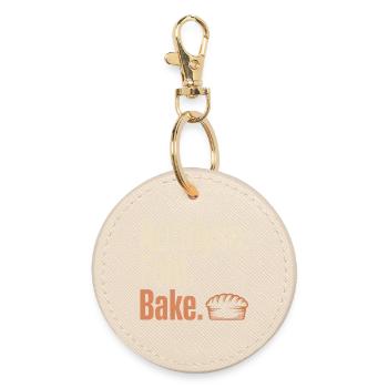 Autolyse Fold Bake Pie Typography - Round Keyring - oyster - Front