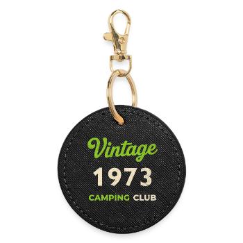 Vintage 1973 – Année de naissance rétro du Camping Club - Porte-clés rond - noir - Devant