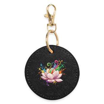Bright Lotus Colors Explosion - Round Keyring - black - Front