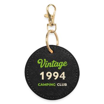 Vintage 1994 – Camping Club Retro Geburtsjahr - Runder Schlüsselanhänger - Schwarz - Vorne