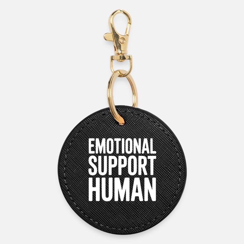 Emotional Support Human - Round Keyring - black