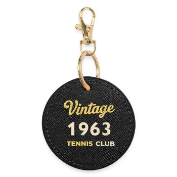 Vintage 1963 Tennis Club Retro Geburtstag Geschenk - Runder Schlüsselanhänger - Schwarz - Vorne