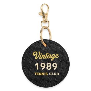 Cadeau d’anniversaire rétro vintage du Tennis Club 1989 - Porte-clés rond - noir - Devant