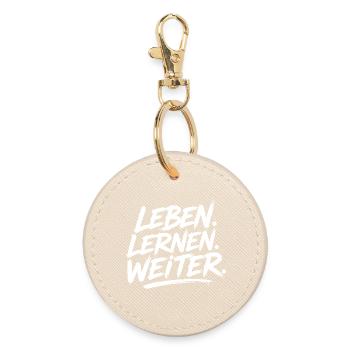 Leben Lernen Weiter – Motivations-Print - Runder Schlüsselanhänger - Auster - Vorne