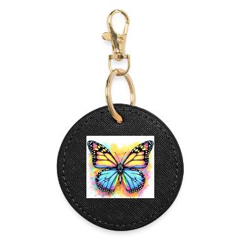 Schmetterling - Runder Schlüsselanhänger - Schwarz - Vorne