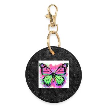 papillon - Porte-clés rond - noir - Devant