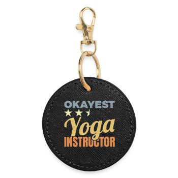 Professeur de yoga drôle - Porte-clés rond - noir - Devant