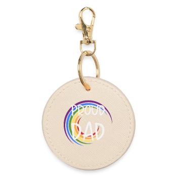 Proud Dad LGBTQ Regenbogen Familie - Runder Schlüsselanhänger - Auster - Vorne