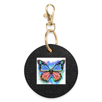 papillon - Porte-clés rond - noir - Devant