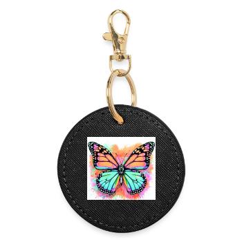 Schmetterling - Runder Schlüsselanhänger - Schwarz - Vorne