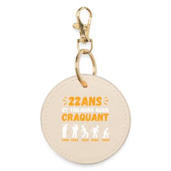 22 years old still as cute humor crack - Round Keyring - oyster - Front