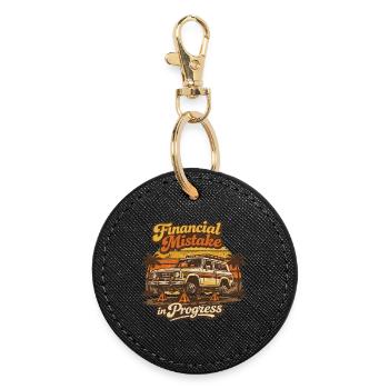 4x4 Humor Financial Error | Retro Gift - Round Keyring - black - Front