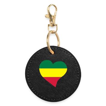 Coeur rasta - Porte-clés rond - noir - Devant