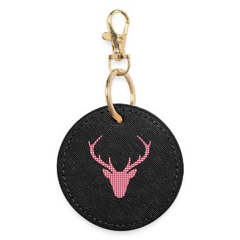 Deer stag head hunting hunter wild antlers - Round Keyring - black - Front