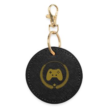 Gamer / Gaming - Round Keyring - black - Front