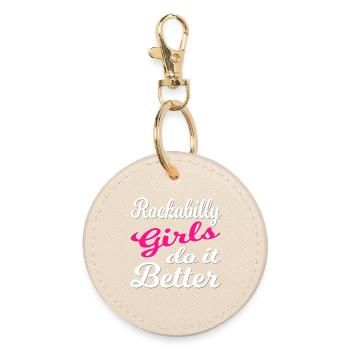 Rockabilly Vintage Girl Power - Round Keyring - oyster - Front