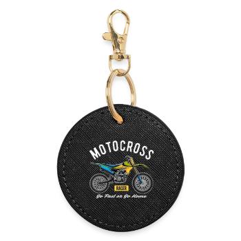 Coureur de motocross! - Porte-clés rond - noir - Devant