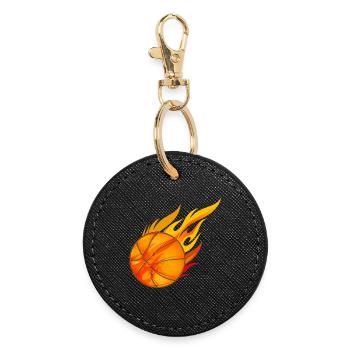 heißer glühender Basketball in Flammen - Runder Schlüsselanhänger - Schwarz - Vorne