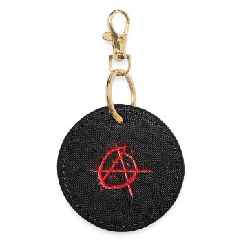 Cool anarchy symbol in 3D look for Antifa Punk - Round Keyring - black - Front