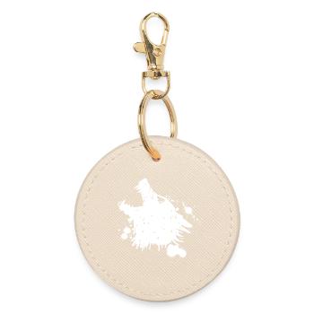 Howling white wolf - Round Keyring - oyster - Front