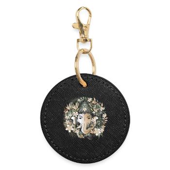 Elephant god Ganesha in the middle of the jungle - Round Keyring - black - Front