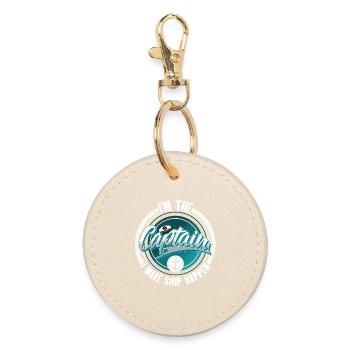 Captain Sailing Motorboat Boat Ship Sailor - Round Keyring - oyster - Front