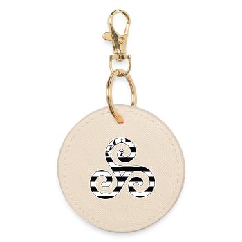Logo Bretagne Gwenn ha Du Triskèle Cadeau Breton - Porte-clés rond - huître - Devant