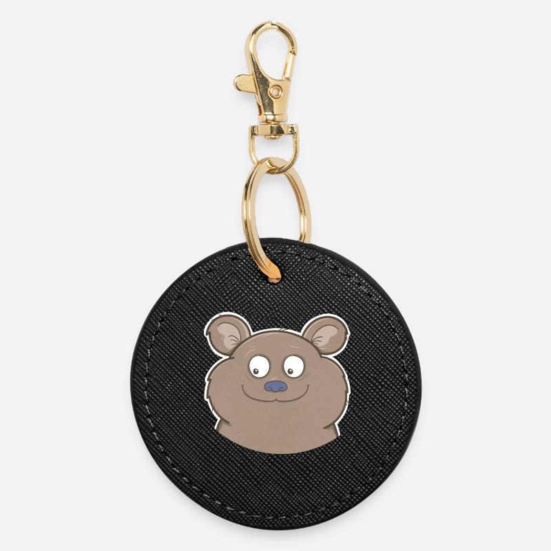 Bear - Round Keyring - black
