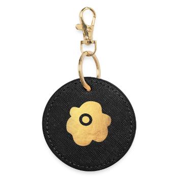 Yoga Flower Blume Gold Symbol Blüte abstrakt Fan - Runder Schlüsselanhänger - Schwarz - Vorne