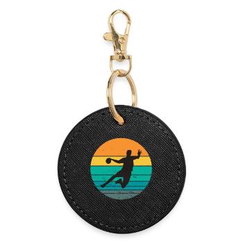 Handball, Handballfan, Handball spielen - Runder Schlüsselanhänger - Schwarz - Vorne