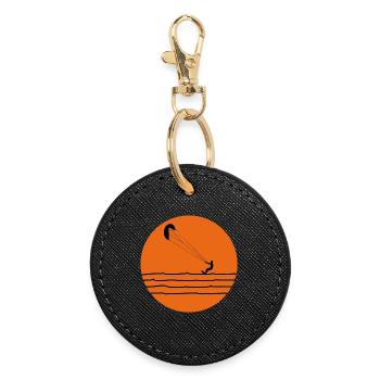 Kitesurfing - Round Keyring - black - Front