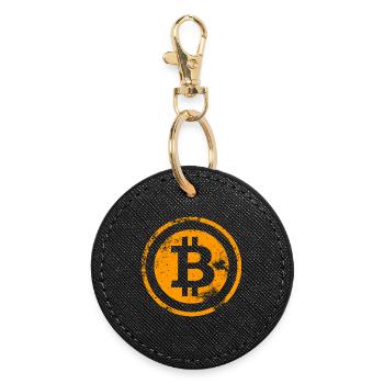 Vintage Bitcoin Logo BTC VINTAGE - Runder Schlüsselanhänger - Schwarz - Vorne