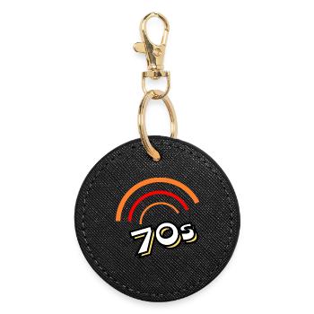 70er Jahre - Runder Schlüsselanhänger - Schwarz - Vorne