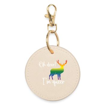 Pride Month LGBTQ - Oh Deer I'm Queer! - Round Keyring - oyster - Front