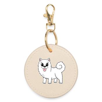 Samoyed Dog Breeds Dog Dogs - Round Keyring - oyster - Front
