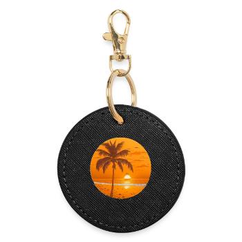 Coucher de soleil - Porte-clés rond - noir - Devant