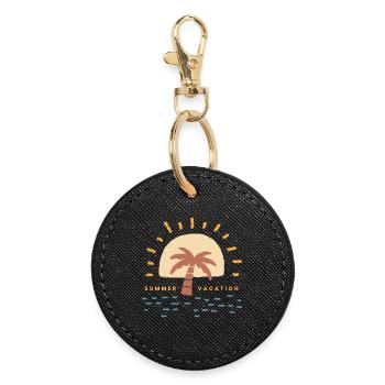 Logo de vacances Sunset Palm - Porte-clés rond - noir - Devant