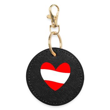 Austria flag heart - Round Keyring - black - Front