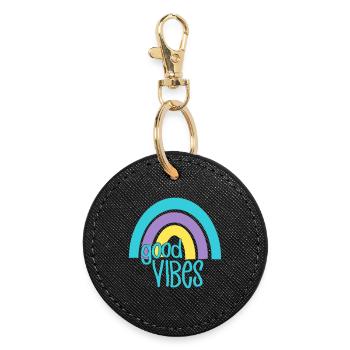 bonnes vibrations - Porte-clés rond - noir - Devant