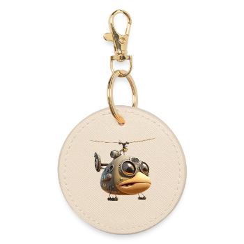 Comic Helicopter - Round Keyring - oyster - Front